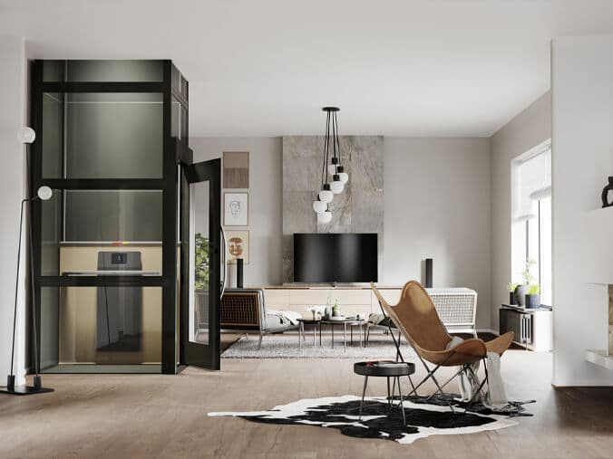 Huislift Air Metal in woonkamer